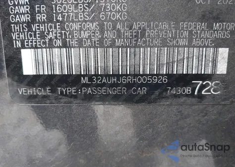 2024 Mitsubishi Mirage Es/Le from USA, damaged, VIN ML32AUHJ6RH005926